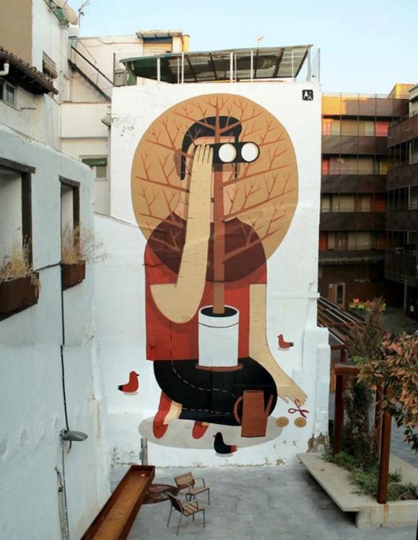 Agostino Iacurci, Zaragozza, Spain, imaginative street art, graffiti art, street artists, urban murals, urban art, mr pilgrim art.