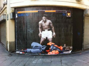 Rue Saint Denis in Paris Street Fighter vs Muhammad Ali street art