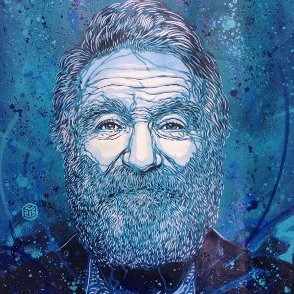 Robin Williams tribute by French artist C215 | summer street art