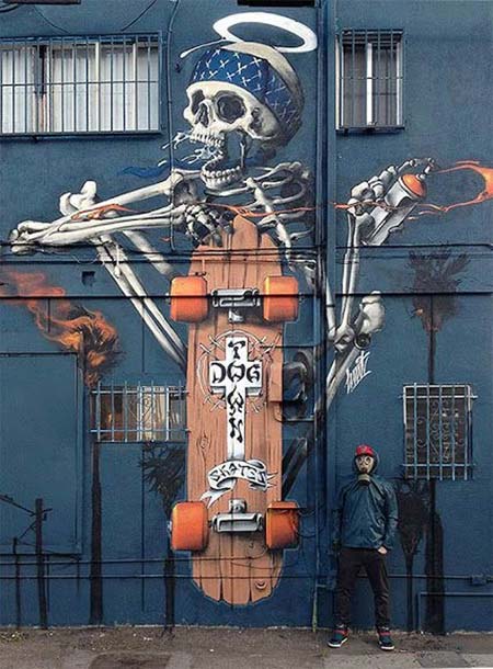 Street art for Dog Town Skates in Venice Beach, California, USA by Huit