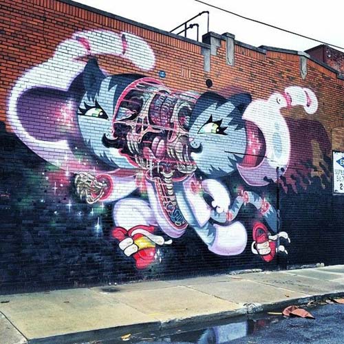 Street art in Detroit, USA by Nychos and Pursue | summer street art