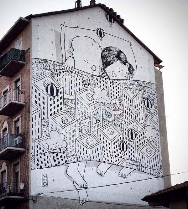 Wall mural in Turin, Italy by Millo | summer street art