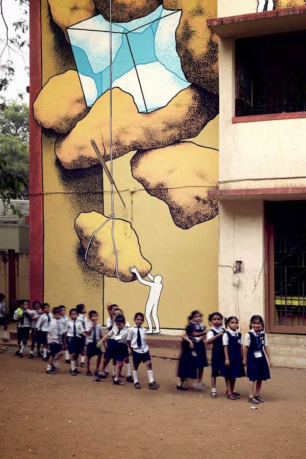 Street Art 2016 - Daan Botlek at Aseema School in India 2