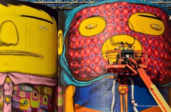 Os Gemeos close up of Giants in Vancouver, Biennale (2014)