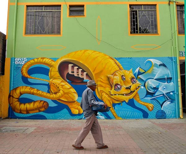 Street art in Bogota, Colombia by Gris One