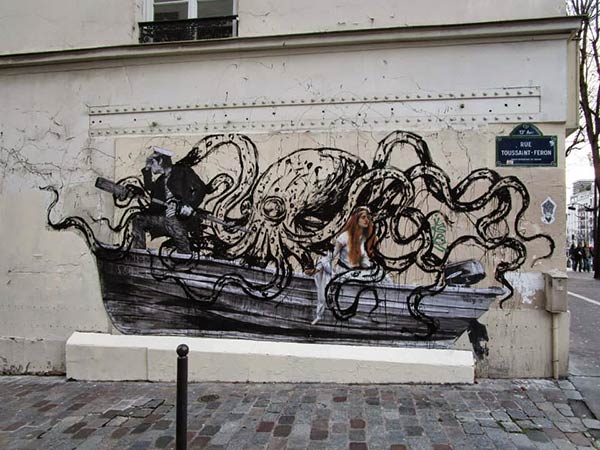Street art in Paris, France by Levalet, Nadege Dauvergne & Kraken (Photo by Escapades SA)
