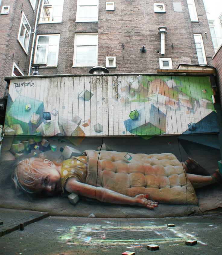 Poignant street art by Telmo Miel