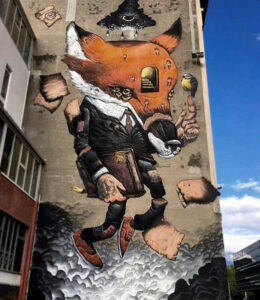Wall mural by Veks Van Hillik in Grenoble, France (2016)