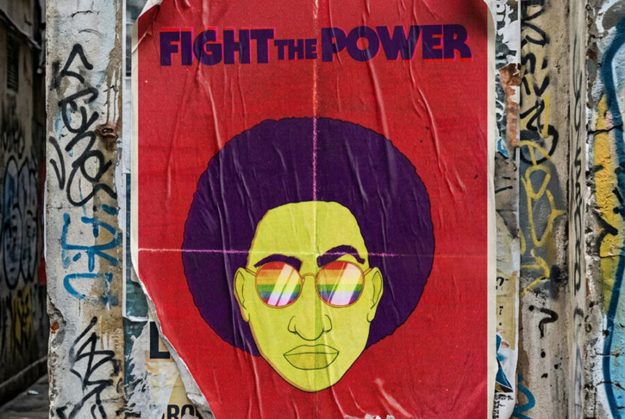 Paste up art "Fight the Power" original poster art by Mr Pilgrim